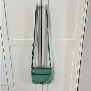 Fossil Leather Crossbody Bag in Teal - Brand Unspecified